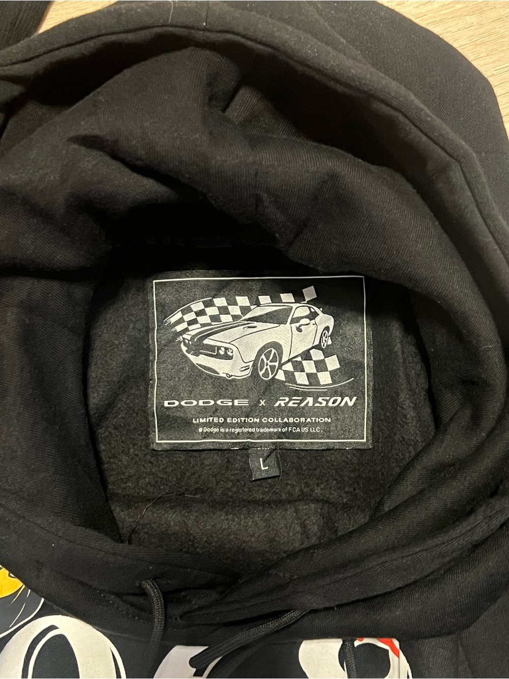 Dodge X Reason Scat Pack 1968 Hoodie Black Graphic Pullover Sweatshirt Large - Picture 7 of 9
